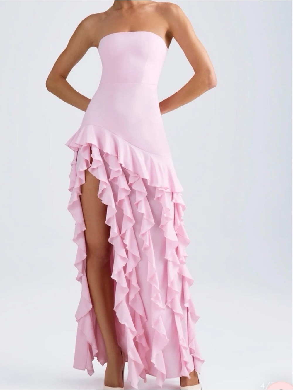Oh Polly Blush Pink Tiered Ruffle Maxi Dress